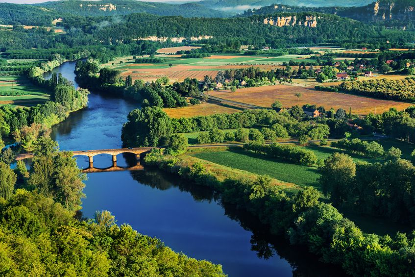 Perigord Medieval Bridge over the Dordogne River