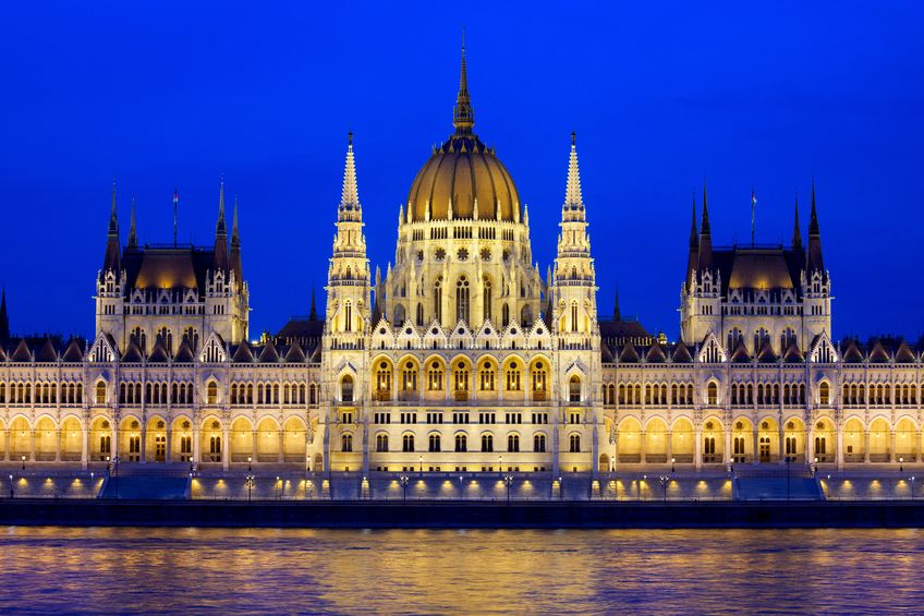 Parliament Building on the Danube River in Budapest, Hungary