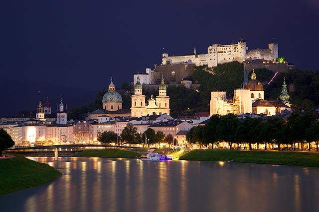 Old Town of Salzburg, Austria on the Salzbach River
