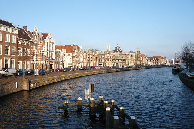 City of Haarlem on the Spaarne River in the Netherlands